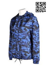 J462 全件迷彩藍外套 訂做迷彩藍風褸  設計個性迷彩外套  來樣訂製擋風迷彩藍風衣  風褸訂造供應商HK  擋 風 褸